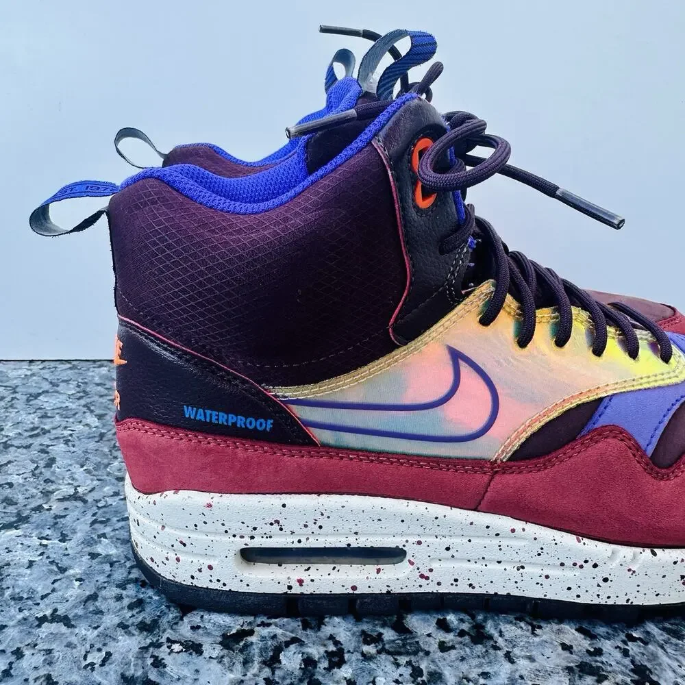 Nike Air Max 1 Mid Sneakerboot Deep Burgundy Purple 685269-600 Women’s Size 8.5